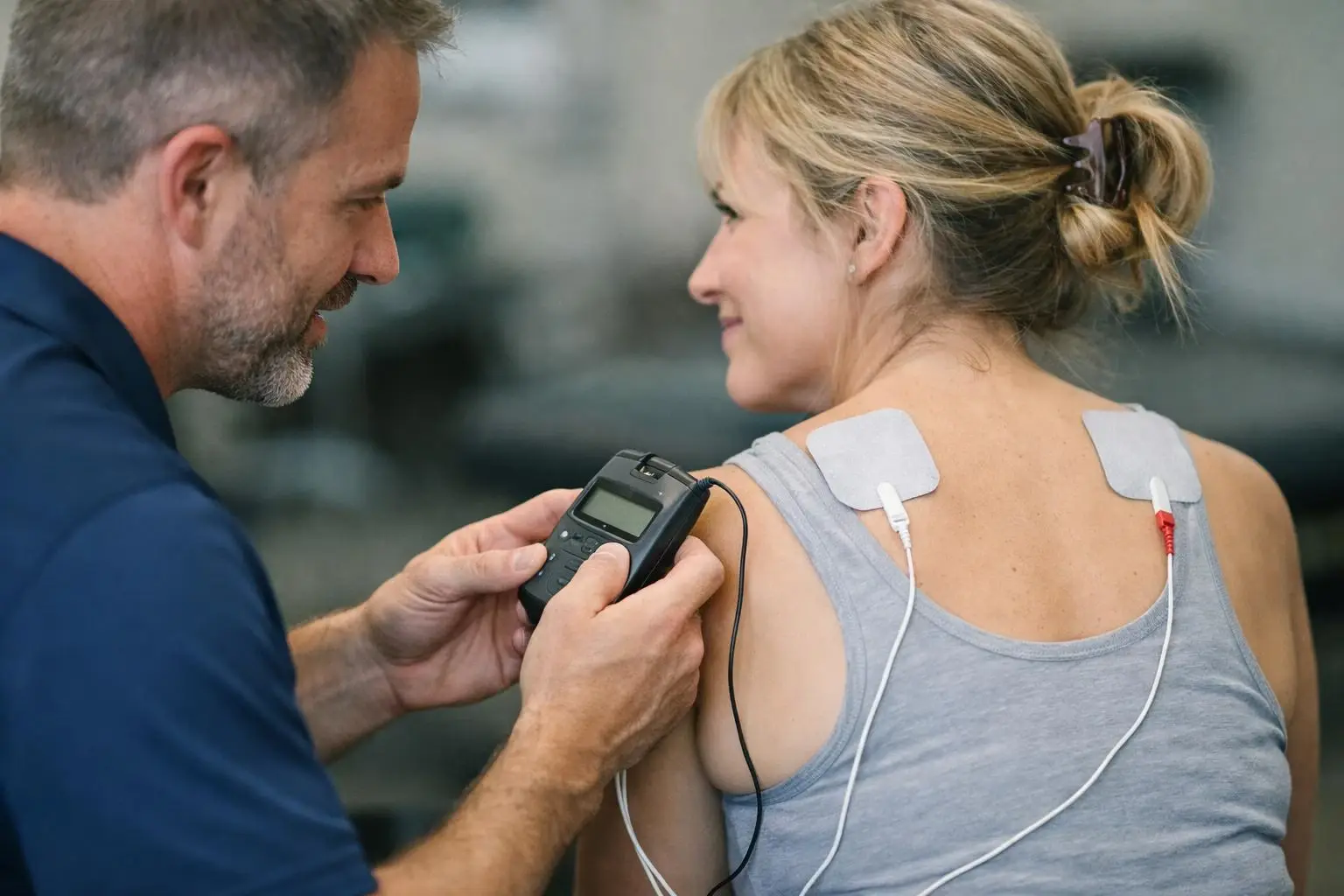 TENS Unit in Chiropractor: TENS Unit is a small, battery-powered medical device that delivers mild electrical—visual guide